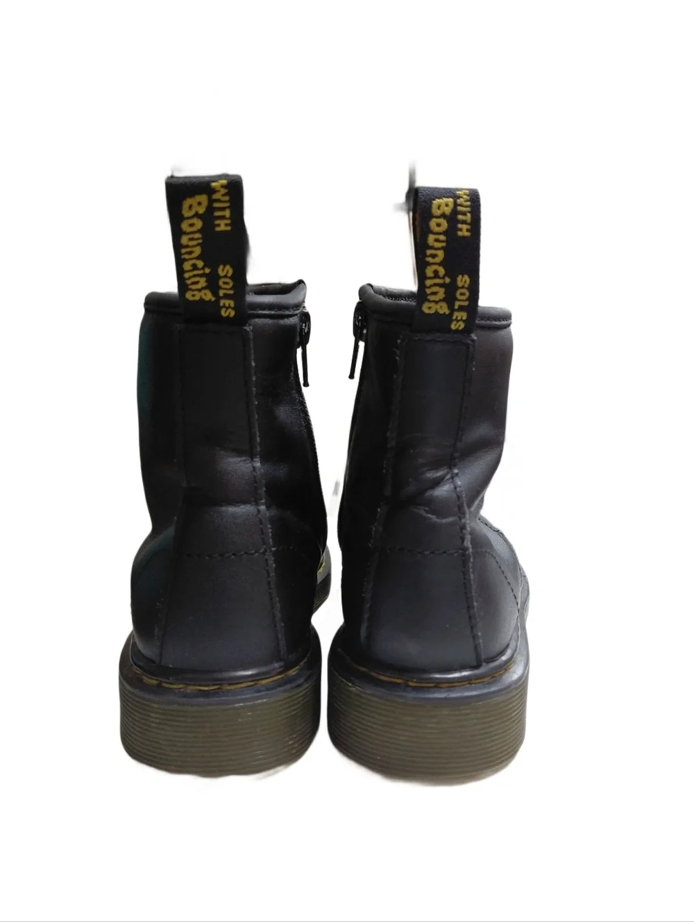 Dr. Martens Kids Size 3 Black Leather Lace-Up Combat Boots